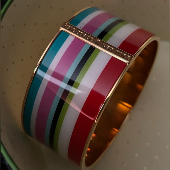 Authentic Kate Spade multi color enamel bangle bracelet New w/box and gift bag - Picture 4 of 13